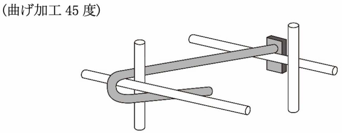 フック側を主筋と配力筋の交点に斜め掛けする場合